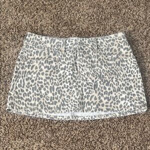 Hollister Leopard Print Skirt - Gray and Cream